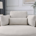 Video Welike Swivel Accent Barrel Modern Sofa Lounge Club Big Round Chair With Storage Ottoman Linen Fabric For Living Room Hotel With Pillows . *2Pcs Beige Foam Fabric