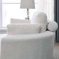 Video Welike Swivel Accent Barrel Modern Sofa Lounge Club Big Round Chair With Storage Ottoman Linen Fabric For Living Room Hotel With Pillows,Teddy White Ivory Ivory Foam Fabric 1 Seat
