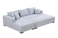 Tufted Fabric 3 Seat L Shape Sectional Sofa Couch Set W Chaise Lounge, Ottoman Coffee Table Bench, Light Grey Light Grey Fabric