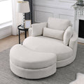 Video Welike Swivel Accent Barrel Modern Sofa Lounge Club Big Round Chair With Storage Ottoman Linen Fabric For Living Room Hotel With Pillows . *2Pcs Beige Foam Fabric