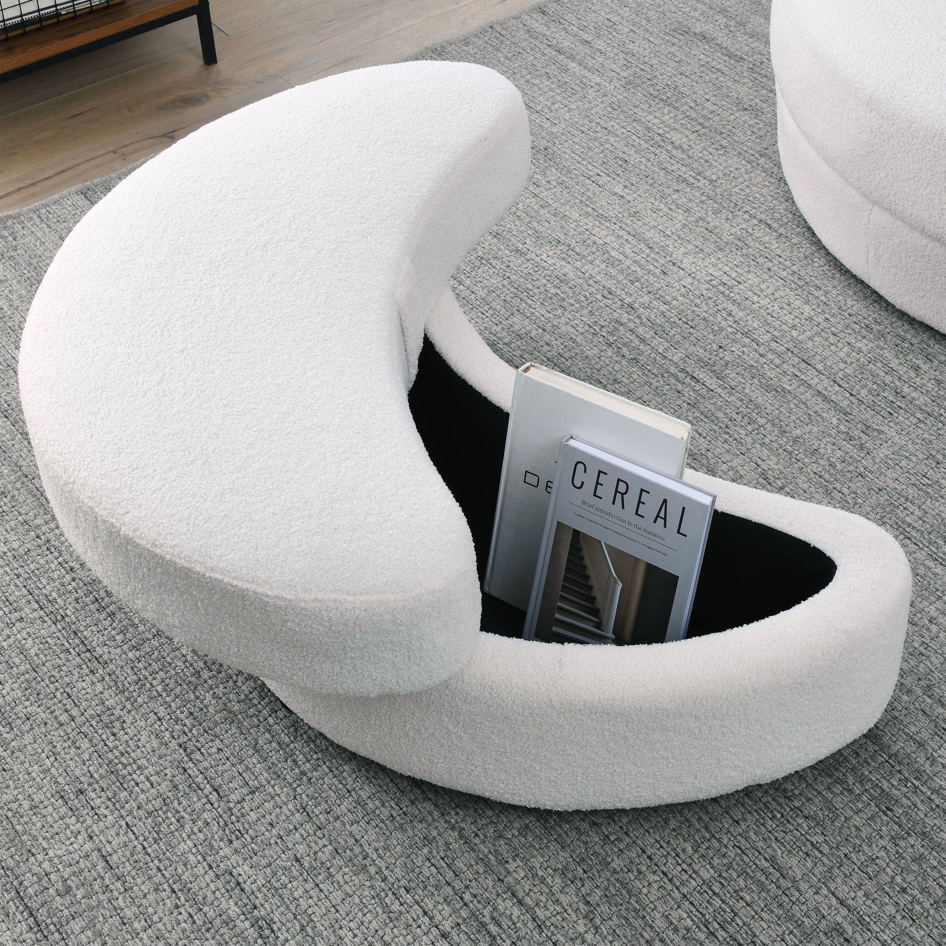 Video Welike Swivel Accent Barrel Modern Sofa Lounge Club Big Round Chair With Storage Ottoman Teddy Fabric For Living Room Hotel With Pillows. *2Pcs,Teddy White Ivory Ivory Foam Fabric