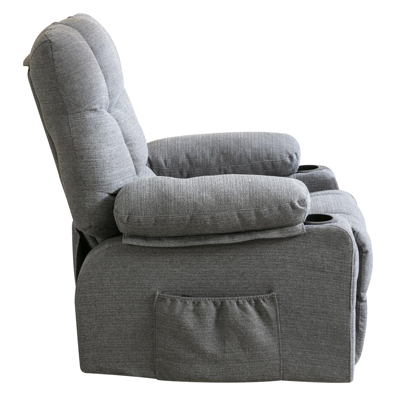 Recliner Chair Massage Heating Sofa With Usb And Side Pocket 2 Cup Holders Grey Grey Velvet Fabric