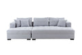 Tufted Fabric 3 Seat L Shape Sectional Sofa Couch Set W Chaise Lounge, Ottoman Coffee Table Bench, Light Grey Light Grey Fabric