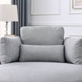 Video Welike Swivel Accent Barrel Modern Grey Sofa Lounge Club Big Round Chair With Storage Ottoman Linen Fabric For Living Room Hotel With Pillows .2Pcs Light Grey Foam Fabric