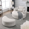 Video Welike Swivel Accent Barrel Modern Sofa Lounge Club Big Round Chair With Storage Ottoman Linen Fabric For Living Room Hotel With Pillows . *2Pcs Beige Foam Fabric