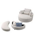 Video Welike Swivel Accent Barrel Modern Sofa Lounge Club Big Round Chair With Storage Ottoman Linen Fabric For Living Room Hotel With Pillows . *2Pcs Beige Foam Fabric