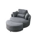 Video Welike Swivel Accent Barrel Modern Dark Grey Sofa Lounge Club Big Round Chair With Storage Ottoman Linen Fabric For Living Room Hotel With Pillows,2Pcs. Dark Grey Foam Fabric