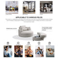 Video Welike Swivel Accent Barrel Modern Sofa Lounge Club Big Round Chair With Storage Ottoman Linen Fabric For Living Room Hotel With Pillows Beige Foam Fabric