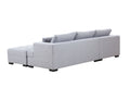 Tufted Fabric 3 Seat L Shape Sectional Sofa Couch Set W Chaise Lounge, Ottoman Coffee Table Bench, Light Grey Light Grey Fabric