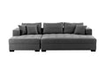 111'' Tufted Fabric 3 Seat L Shape Sectional Sofa Couch Set W Chaise Lounge, Ottoman Coffee Table Bench, Dark Grey Dark Grey Fabric