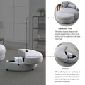 Video Welike Swivel Accent Barrel Modern Grey Sofa Lounge Club Big Round Chair With Storage Ottoman Linen Fabric For Living Room Hotel With Pillows .2Pcs Light Grey Foam Fabric