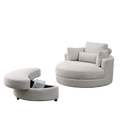 Video Welike Swivel Accent Barrel Modern Sofa Lounge Club Big Round Chair With Storage Ottoman Linen Fabric For Living Room Hotel With Pillows . *2Pcs Beige Foam Fabric