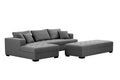 111'' Tufted Fabric 3 Seat L Shape Sectional Sofa Couch Set W Chaise Lounge, Ottoman Coffee Table Bench, Dark Grey Dark Grey Fabric