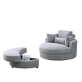 Video Welike Swivel Accent Barrel Modern Grey Sofa Lounge Club Big Round Chair With Storage Ottoman Linen Fabric For Living Room Hotel With Pillows Light Grey Foam Fabric