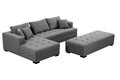 111'' Tufted Fabric 3 Seat L Shape Sectional Sofa Couch Set W Chaise Lounge, Ottoman Coffee Table Bench, Dark Grey Dark Grey Fabric