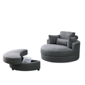 Video Welike Swivel Accent Barrel Modern Dark Grey Sofa Lounge Club Big Round Chair With Storage Ottoman Linen Fabric For Living Room Hotel With Pillows Dark Grey Foam Fabric