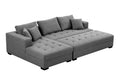 111'' Tufted Fabric 3 Seat L Shape Sectional Sofa Couch Set W Chaise Lounge, Ottoman Coffee Table Bench, Dark Grey Dark Grey Fabric