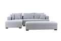 Tufted Fabric 3 Seat L Shape Sectional Sofa Couch Set W Chaise Lounge, Ottoman Coffee Table Bench, Light Grey Light Grey Fabric