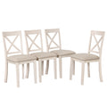 Modern Dining Table Set For 4,Round Table And 4 Kitchen Room Chairs,5 Piece Kitchen Table Set For Dining Room,Dinette,Breakfast Nook,Antique White Antique White Mdf Solid Wood Mdf