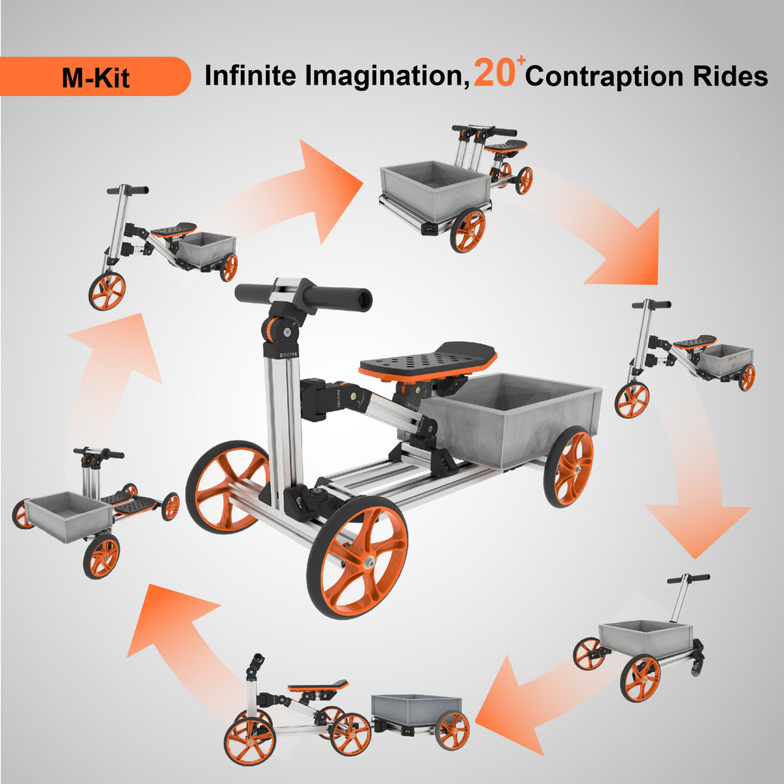 Kidrock Buildable Kit 20 In 1 Kids Balance Bike No Pedal Toy For 1 To 6 Years Construction Construction Kit Kids Sit Stand Scooter Most Popular M Kit Non Electric Silver Aluminum