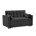 Modern Velvet Loveseat Futon Sofa Couch W Pullout Bed,Small Beautiful Seat Lounge Sofa W Reclining Backrest,Toss Pillows, Pockets,Furniture For Living Room,3 In 1 Convertible Sleeper Sofa Bed, Black Black Velvet 2 Seat