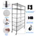 7 Tier Wire Shelving Unit, 2450 Lbs Nsf Height Adjustable Metal Garage Storage Shelves With Wheels, Heavy Duty Storage Wire Rack Metal Shelves Black Black Iron Plastic