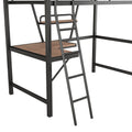 Twin Size Loft Metal&Mdf Bed With Desk And Shelf, Black Old Sku:Sm001105Aab 1 Black Metal