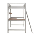 Twin Size Loft Metal&Mdf Bed With Desk And Shelf, Silver Old Sku:Sm001105Aan 1 Silver Metal