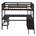 Twin Size Loft Bed With Shelves And Desk, Wooden Loft Bed With Desk Espresso Old Sku:Lt000537Aap Twin Espresso Solid Wood