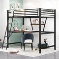 Twin Size Loft Metal&Mdf Bed With Desk And Shelf, Black Old Sku:Sm001105Aab 1 Black Metal