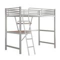 Twin Size Loft Metal&Mdf Bed With Desk And Shelf, Silver Old Sku:Sm001105Aan 1 Silver Metal