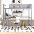 Twin Size Loft Metal&Mdf Bed With Desk And Shelf, Silver Old Sku:Sm001105Aan 1 Silver Metal