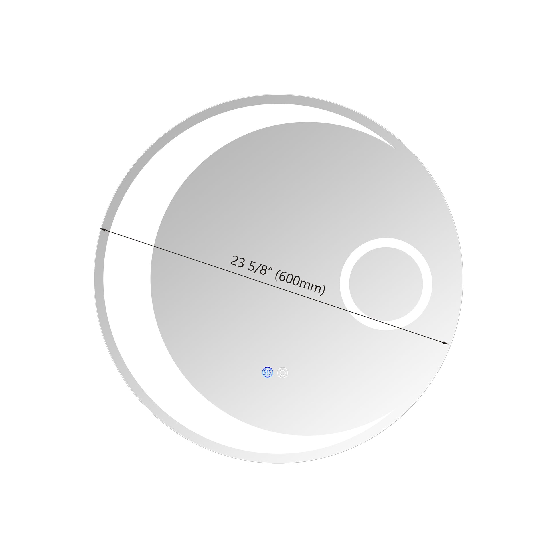 24 Inch Switch Held Memory Led Mirror, Wall Mounted Vanity Mirrors, Bathroom Anti Fog Mirror, Dimmable Bathroom Mirror Silver Glass