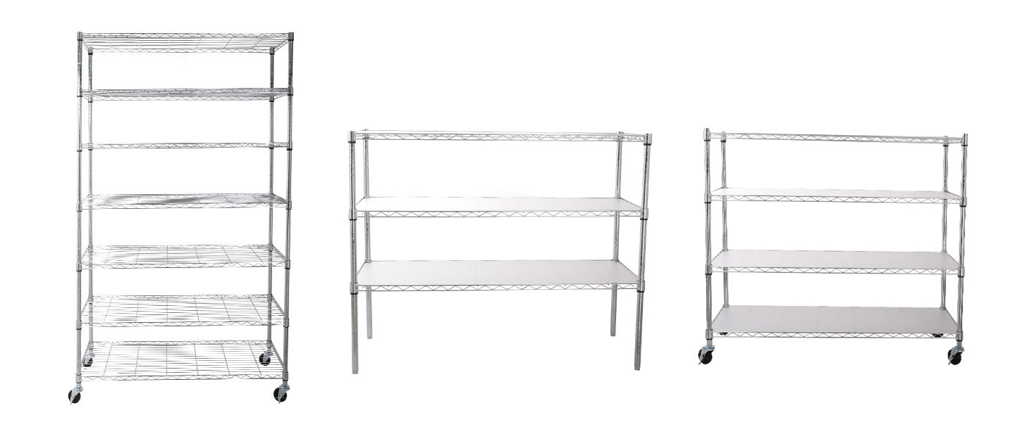 7 Tier Wire Shelving Unit, 2450 Lbs Nsf Height Adjustable Metal Garage Storage Shelves With Wheels, Heavy Duty Storage Wire Rack Metal Shelves Chrome Chrome Iron Plastic