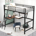 Twin Size Loft Metal&Mdf Bed With Desk And Shelf, Black Old Sku:Sm001105Aab 1 Black Metal