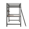 Twin Size Loft Metal&Mdf Bed With Desk And Shelf, Black Old Sku:Sm001105Aab 1 Black Metal