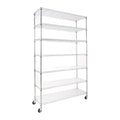 7 Tier Wire Shelving Unit, 2450 Lbs Nsf Height Adjustable Metal Garage Storage Shelves With Wheels, Heavy Duty Storage Wire Rack Metal Shelves Chrome Chrome Iron Plastic