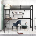 Twin Size Loft Metal&Mdf Bed With Desk And Shelf, Black Old Sku:Sm001105Aab 1 Black Metal