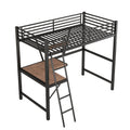 Twin Size Loft Metal&Mdf Bed With Desk And Shelf, Black Old Sku:Sm001105Aab 1 Black Metal
