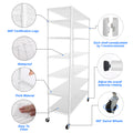 7 Tier Wire Shelving Unit, 2450 Lbs Nsf Height Adjustable Metal Garage Storage Shelves With Wheels, Heavy Duty Storage Wire Rack Metal Shelves White White Iron Plastic