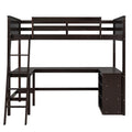 Twin Size Loft Bed With Shelves And Desk, Wooden Loft Bed With Desk Espresso Old Sku:Lt000537Aap Twin Espresso Solid Wood