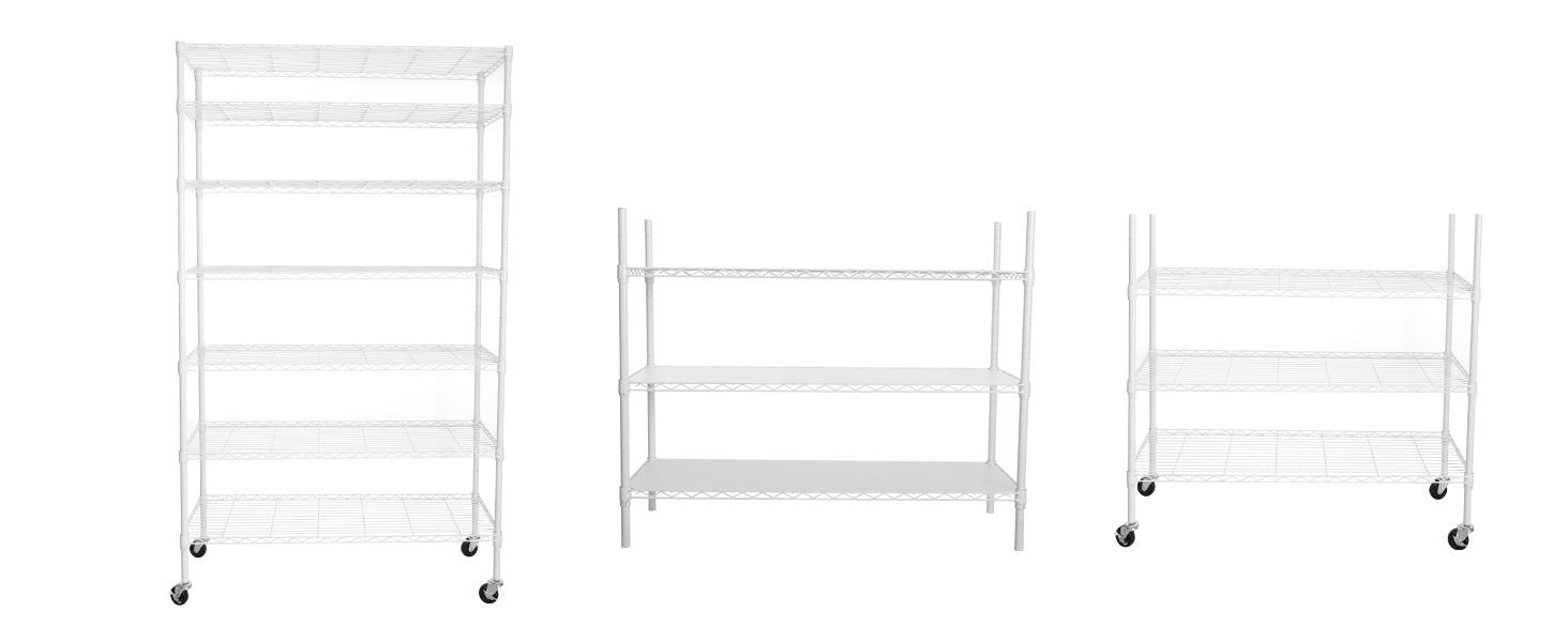 7 Tier Wire Shelving Unit, 2450 Lbs Nsf Height Adjustable Metal Garage Storage Shelves With Wheels, Heavy Duty Storage Wire Rack Metal Shelves White White Iron Plastic