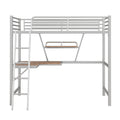 Twin Size Loft Metal&Mdf Bed With Desk And Shelf, Silver Old Sku:Sm001105Aan 1 Silver Metal