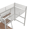 Twin Size Loft Metal&Mdf Bed With Desk And Shelf, Silver Old Sku:Sm001105Aan 1 Silver Metal