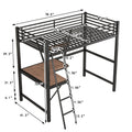 Twin Size Loft Metal&Mdf Bed With Desk And Shelf, Black Old Sku:Sm001105Aab 1 Black Metal