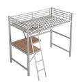 Twin Size Loft Metal&Mdf Bed With Desk And Shelf, Silver Old Sku:Sm001105Aan 1 Silver Metal