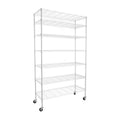 7 Tier Wire Shelving Unit, 2450 Lbs Nsf Height Adjustable Metal Garage Storage Shelves With Wheels, Heavy Duty Storage Wire Rack Metal Shelves White White Iron Plastic