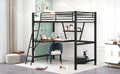 Twin Size Loft Metal&Mdf Bed With Desk And Shelf, Black Old Sku:Sm001105Aab 1 Black Metal