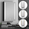 30X20 Inch Led Bathroom Medicine Cabinets Surface Mounted Black Modern Aluminium