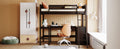 Twin Size Loft Bed With Shelves And Desk, Wooden Loft Bed With Desk Espresso Old Sku:Lt000537Aap Twin Espresso Solid Wood